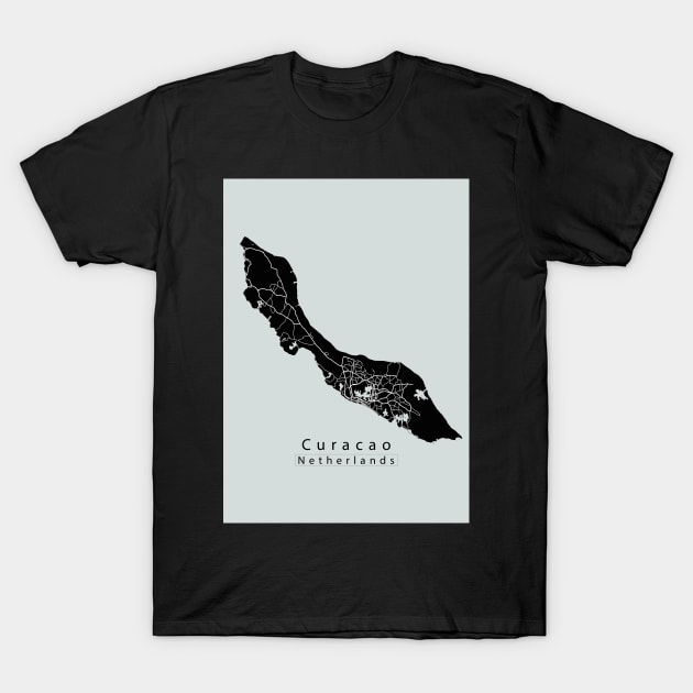 Curacao Netherlands Island Map dark T-Shirt by Robin-Niemczyk